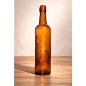 Antique 1880s Amber “Ladies’ Leg” Cylinder Whiskey Bottle, 3x11”